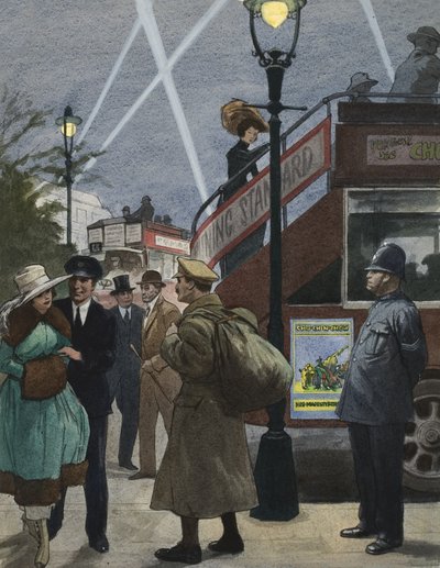 London i Første Verdenskrig (gouache på papir) af Ralph Bruce