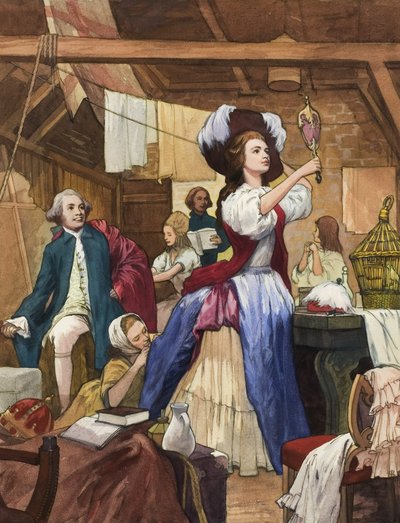 Sarah Siddons (1755-1831) i sit påklædningsværelse (gouache på papir) af Ralph Bruce