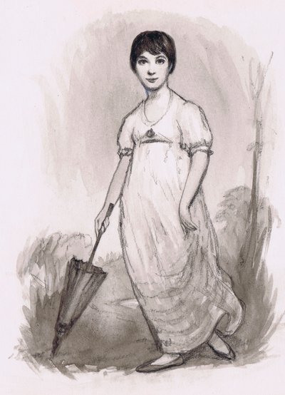 Den unge Jane Austen (blyant og akvarel) af Ralph Bruce
