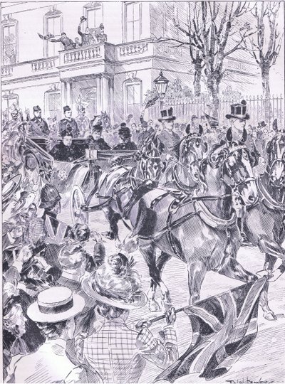 The Queens sidste besøg i London marts 1900, illustration fra Cassells History of England, 1900-tallet af Ralph Cleaver