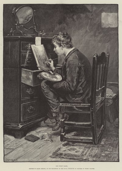 Hans første staffeli af Ralph Hedley