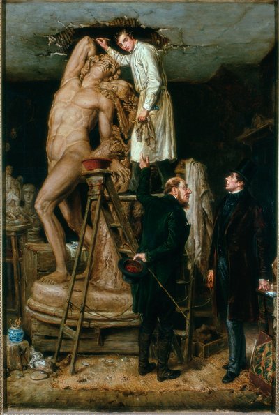 John Graham Lough i sit atelier, 1881 af Ralph Hedley
