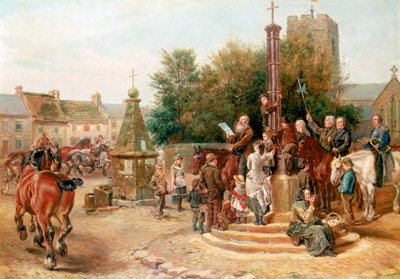 Proklamerer Stagshaw Fair i Corbridge af Ralph Hedley