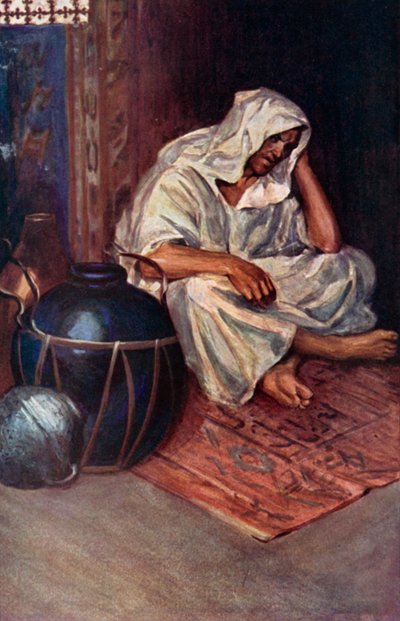 Illustration til Robinson Crusoe af Daniel Defoe (farve litho) af Ralph Noel Pocock