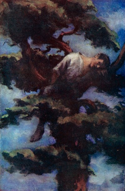 Illustration til Robinson Crusoe af Daniel Defoe (farve litho) af Ralph Noel Pocock