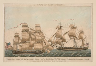 En scene ved Lake Ontario (Sloop Pike and Wolf) af Ralph Rawdon