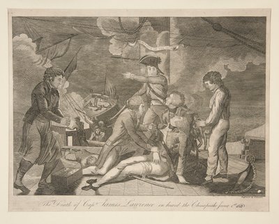 Kaptajn James Lawrences død om bord på Chesapeake, 1. juni 1813 af Ralph Rawdon