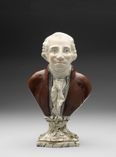 Buste af George Washington, ca. 1782-1795 (blyglaseret lertøj (perletøj) med overglasur emalje) af Ralph Sr. Wood