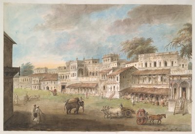 Udsigt over den ene side af hovedgaden i den indiske by Patna af Ram Sita