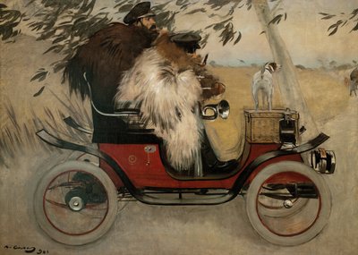 Ramon Casas og Pere Romeu i en bil - Casas, Ramon (1866-1932) - 1901 - Olie på lærred - 208x291 - Museu Nacional d
