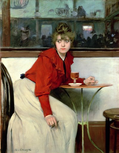 Chica i en bar af Ramon Casas i Carbo