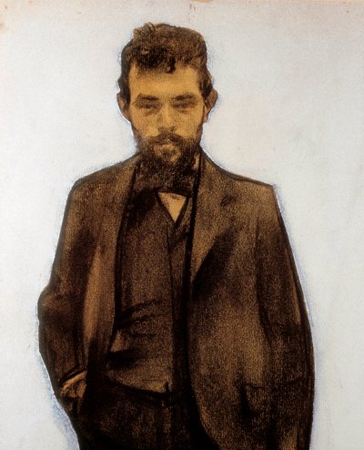 Portræt af Amadeo Vives (1871-1932) komponist (pastel) af Ramon Casas i Carbo