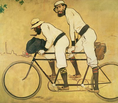 Selvportræt af Casas med Pere Romeu på en tandem af Ramon Casas i Carbo