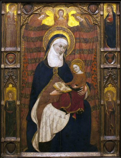 Sankt Anne og Jomfruen - Maleri af Ramons Destorrents (1300-tallet), Arnau (1300-tallet) og Jaume Ferrer Bassa (1281-1348) - tempera på træ, omkring 1350 (St. Anne og Jomfruen, af Ramons Destorrents, Arnau og Ferrer Bassa, tempera på panel, cirka 1 af Ramon Destorrents