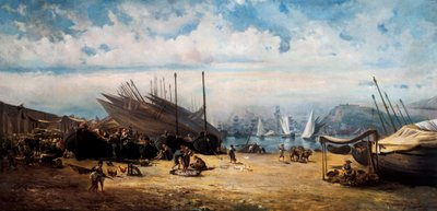 Barceloneta (det centrale distrikt i Barcelona). Maleri af Ramon MARTI i ALSINA (1826-1894) af Ramón Martí Alsina