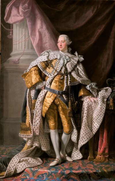 Portræt af Kong George III af Det Forenede Kongerige 1738-1820 i hans Coronation Robes, ca 1770 af Ramsay