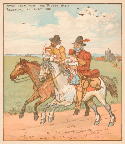 Away They Went The Pretty Babes, Joycing At That Tide c1878. af Randolph Caldecott