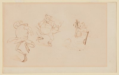 "But While They Were All Thus A Merry-Making", studie til "A Frog He Would A-Wooing Go", ca. 1875 (blæk og akvarel på papir) af Randolph Caldecott