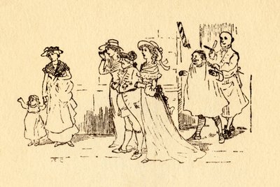 Tilskuere ser på, når John Gilpin galopperer forbi, 1878, c1918. af Randolph Caldecott