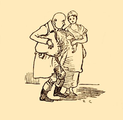 John Gilpin ankommer, hatløs og parykløs igen, 1878, c1918. af Randolph Caldecott