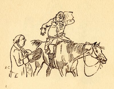 John Gilpin tørrer sit svedige pande med et lommetørklæde, 1878, c1918. af Randolph Caldecott