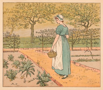 Så hun gik ind i haven, c1885, 1934. af Randolph Caldecott