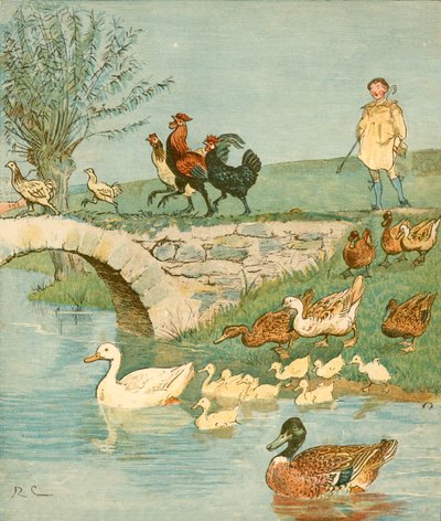 Bondedrengen med høns og ænder, c1881. af Randolph Caldecott