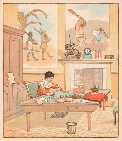 Kongen var i sit tællehus, tæller sine penge ud, 1880. af Randolph Caldecott