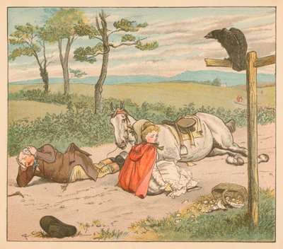Hoppen brækkede sine knæ og bonden hans krone, c1885, 1934. af Randolph Caldecott