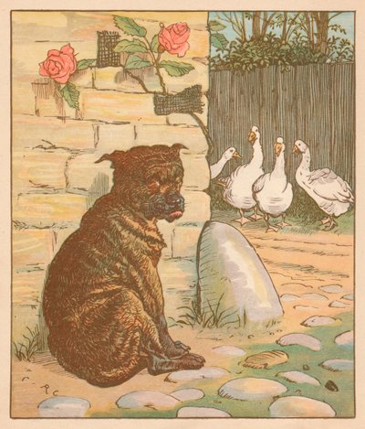 Hunden der bekymrede katten..., c1878. af Randolph Caldecott