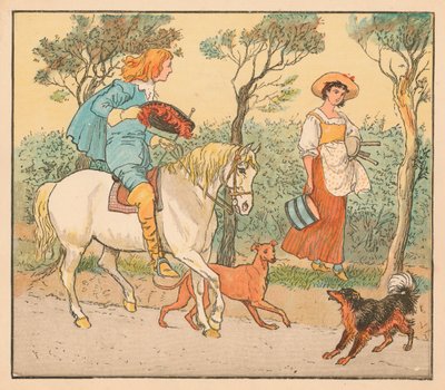 Hvor skal du hen, min smukke pige, c1882. af Randolph Caldecott