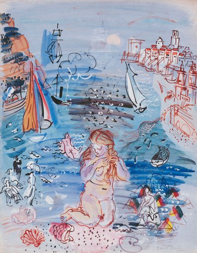 Amphitrite in the Port of Marseilles; Amphitrite dans le Port de Marseille, ca. 1927-30 (akvarel og gouache på papir lagt på tykt karton) af Raoul Dufy
