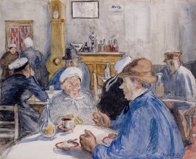 At the Cafe, ca. 1900 (akvarel, lakering og kul) af Raoul Dufy