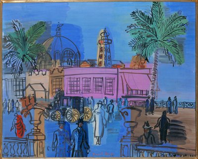 Strandpromenaden i Nice (gouache på papir) af Raoul Dufy