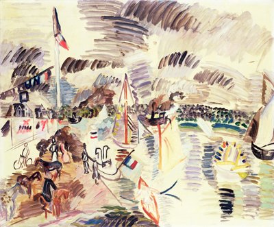 Caudebec, ca. 1913 (gouache på papir) af Raoul Dufy