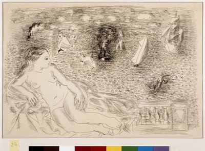 Femme nue devant la mer (olie på lærred) af Raoul Dufy