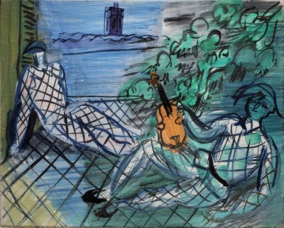 Grøn og hvid harlekin af Raoul Dufy