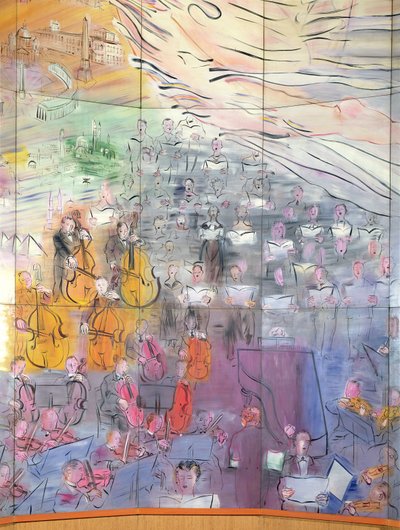 La Fee Electricite, detalje af venstre side, der forestiller et orkester af Raoul Dufy