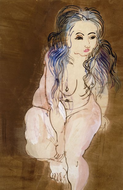 Nøgen kvinde siddende; Femme Nue Assise af Raoul Dufy