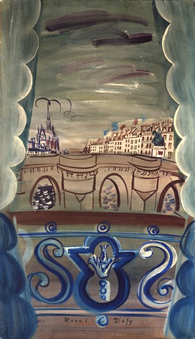 Åbent vindue med udsigt over Pont Neuf af Raoul Dufy