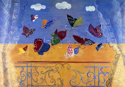 Åbent vindue med sommerfugle af Raoul Dufy