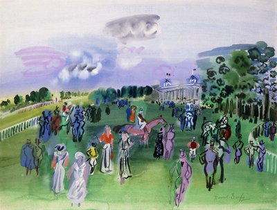 Væddeløbsbanen i Chantilly (gouache  akvarel) af Raoul Dufy