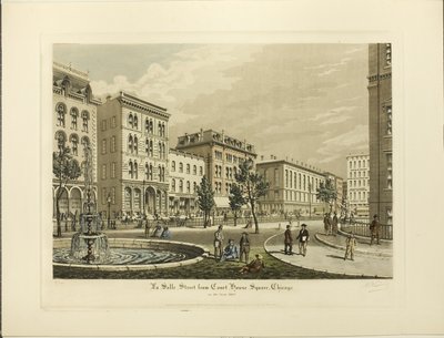 La Salle Street fra Court House Square, Chicago, i år 1865 af Raoul Varin