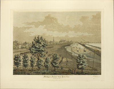 Michigan Avenue fra Park Row i år 1865 af Raoul Varin