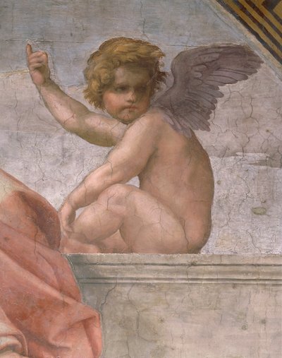Putto portrætterer tro, detaljer om kardinal og teologiske dyder og loven af Raphael (1483 1520)
