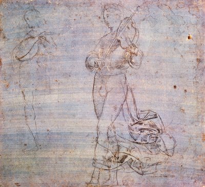Studie for figur med musikinstrument af Raphael