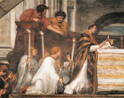 Det eukaristiske mirakel, detalje af messen i Bolsena af Raphael (1483 1520)