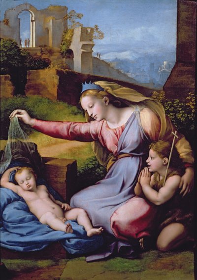 The Madonna of the Blue Diadem eller The Madonna of the Veil (olie på panel) af Raphael