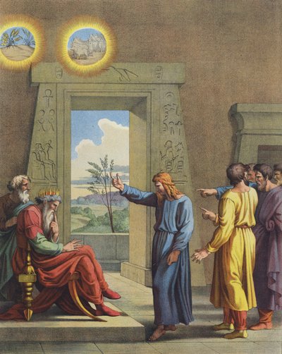 Josef fortolker Faraos drømme (farve litho) af after Raphael