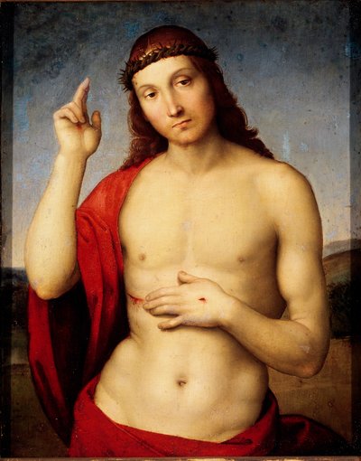 Christ Benching Maleri af Raffaello Sanzio dit Raphael (1483-1520) 1506 Søn. 30x25 cm Brescia, Pinacoteca Tosio Martinengo af Raphael